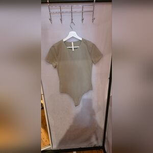 Babaton Taupe Short Sleeve Bodysuit